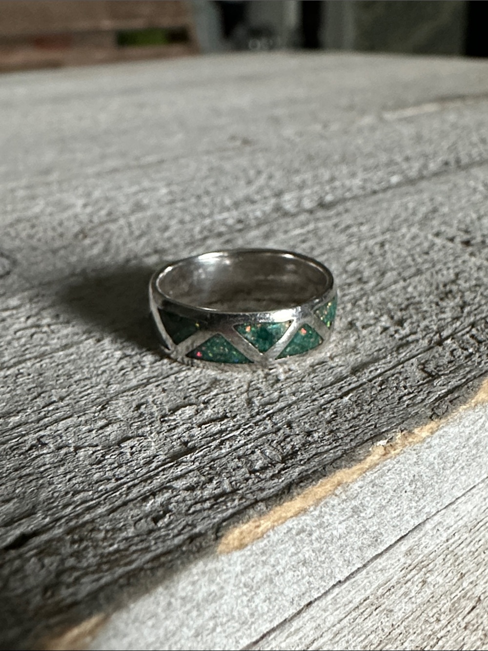 Sundancer great shape fire opal inlay sterling silver 925 stamped signed ring